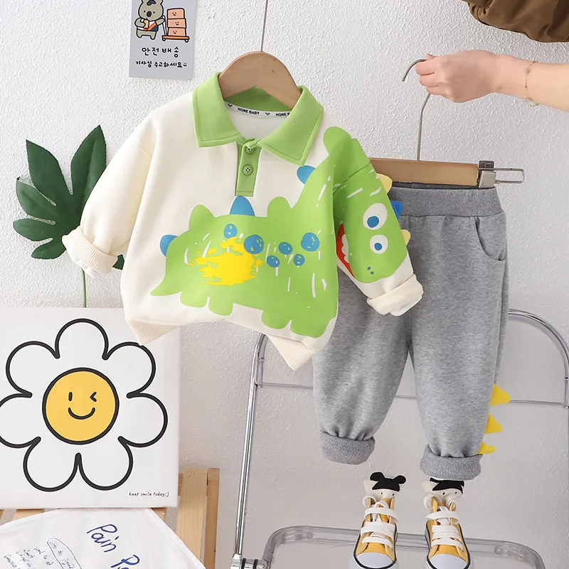 

New Spring Autumn Baby Clothes Suit Children Boys Cartoon Long Sleeved T-Shirt Pants 2Pcs/Sets Infant Costume Kids Tracksuits