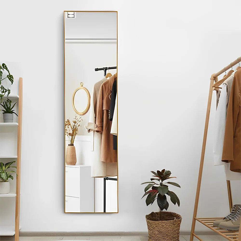 【Lifeideas】مرآة عصرية بإطار نحيف بطول كامل مع حامل، مرآة أرضية بإطار من سبائك الألومنيوم، لغرفة النوم #3