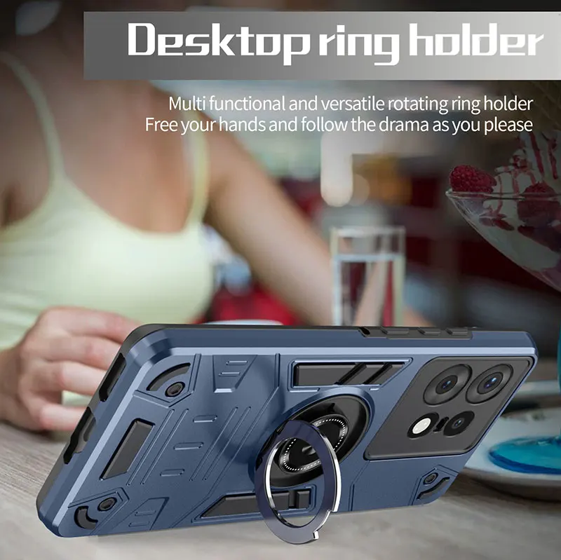 حافظة هاتف موتورولا موتو إيدج 50 60 ستايلس فيوجن NEO Pro 5G، درع 360 ° حلقة دوارة تدعم الغطاء الواقي المقاوم للصدمات #6