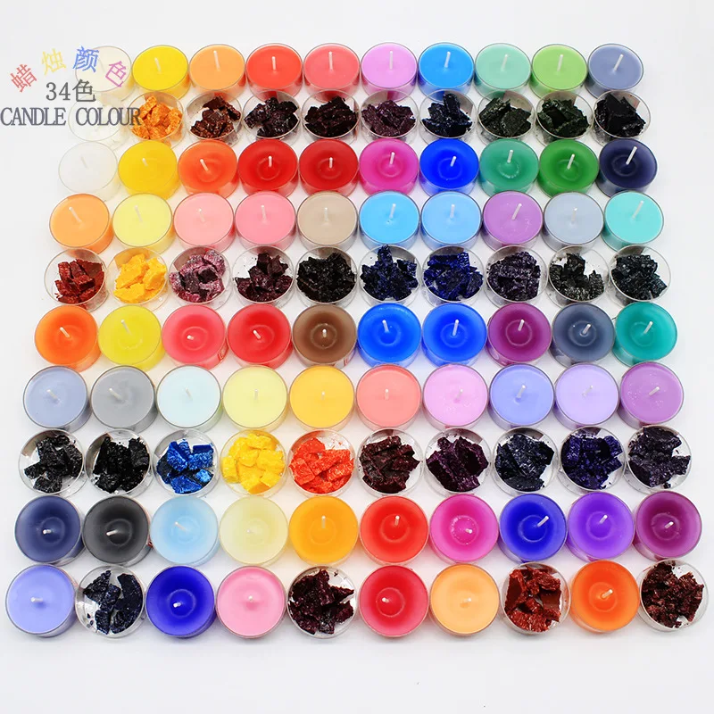 Candle Pigment Chips Wax Flakes DIY Paraffin 34 Colors Candle Dye Making Supplies Aromatherapy Plaster Accessories Kit 5g