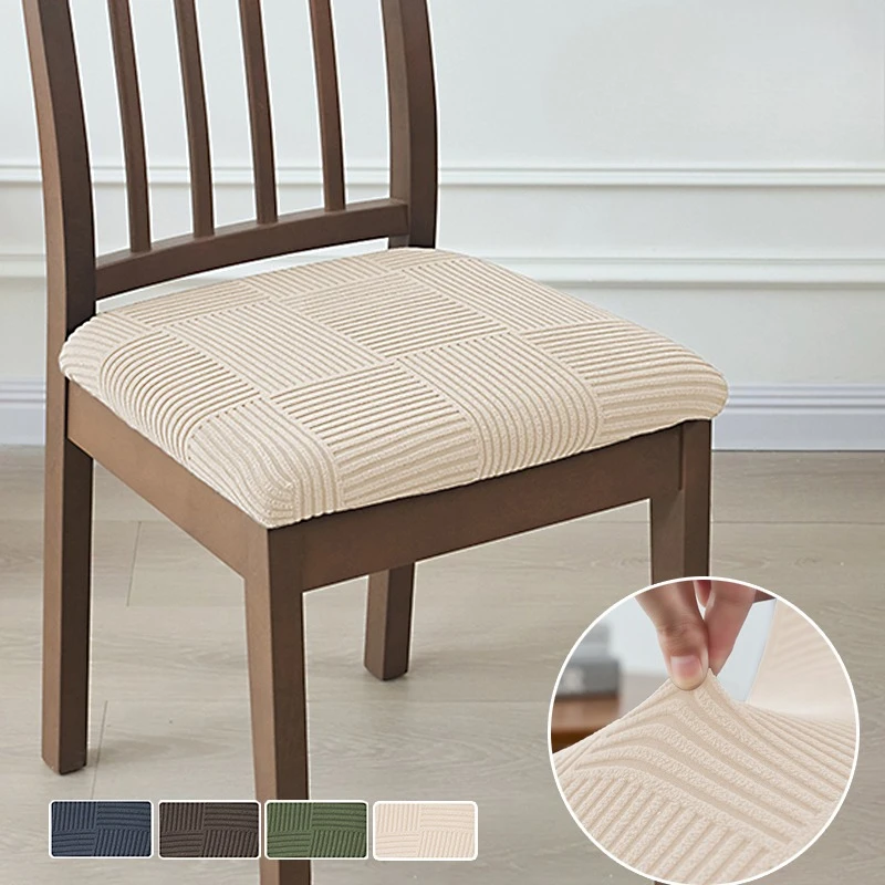 Elastic Chair Seat Covers Jacquard Washable Chair Cushion Cover Anti-slip Seat Protector Chairs Case for Living Room Home Hotel
