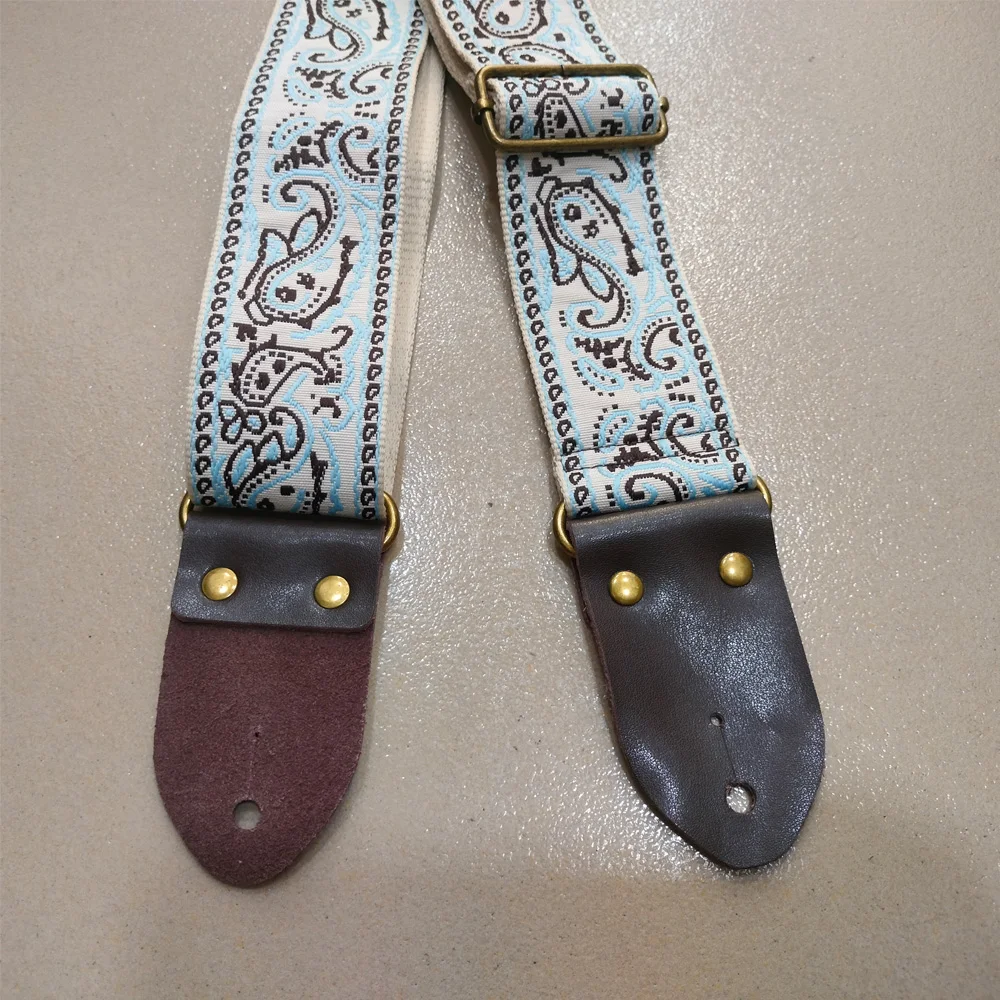 Verstellbare Gitarrengurte mit Stickerei-Druck, Verdickter Gitarrengurt für Folk-, E-Gitarren, Bässe und Ukulelen – Detail 4