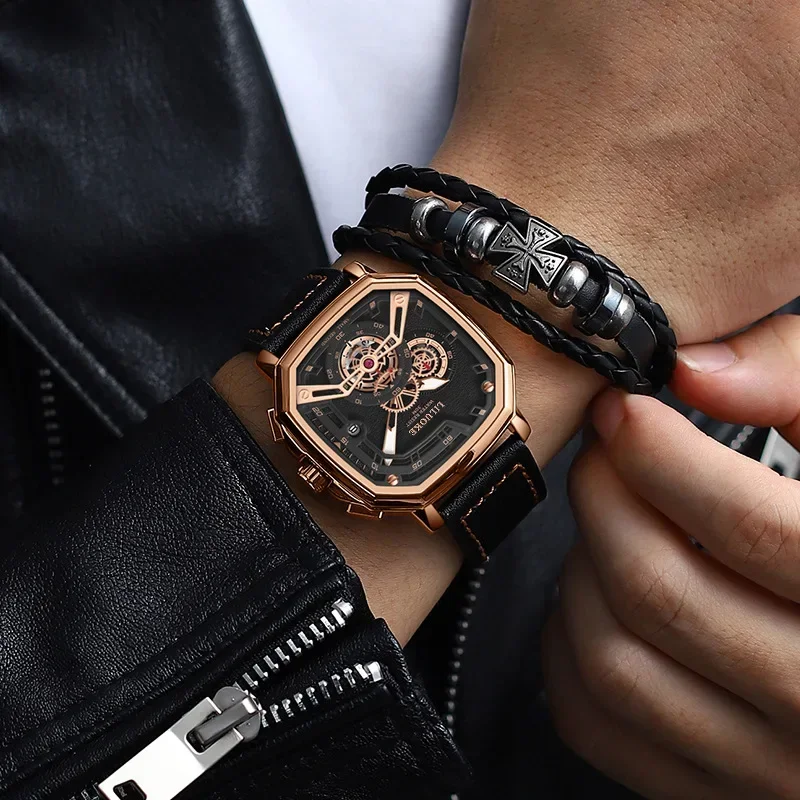 NEWMen's Watch Glow 방수 스퀘어 인기 시계 남성용 시계