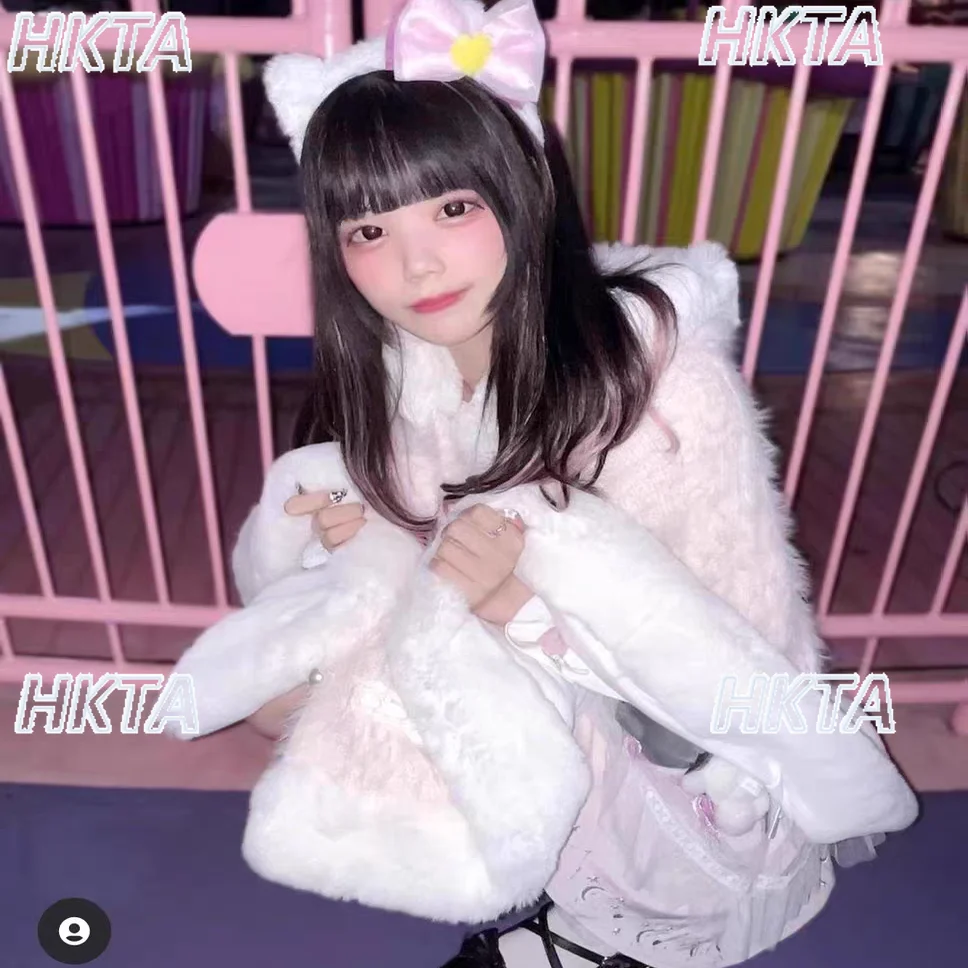 

Японский сладкий пушистый вязаный свитер с бантом и капюшоном, накидка, пальто, женское осенне-зимнее новое утолщенное теплое пальто-свитер Liz, куртка, плащ