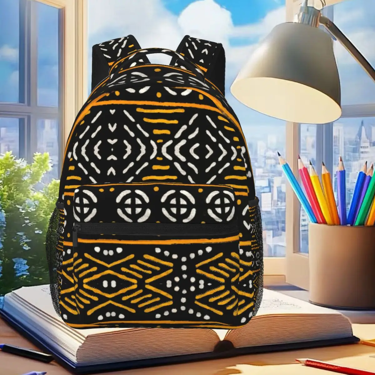 

Line Pattern Student Backpack School Bag Hiking Travel Daypack for Men Women Fashion Bookbag Shoulder Bags