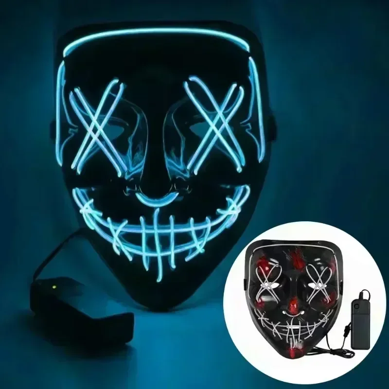 

Nightclub Ghost Face Luminous MasK 2024 Colorful Luminous Mask New Hot Selling Role Play LED Party Terror Mask
