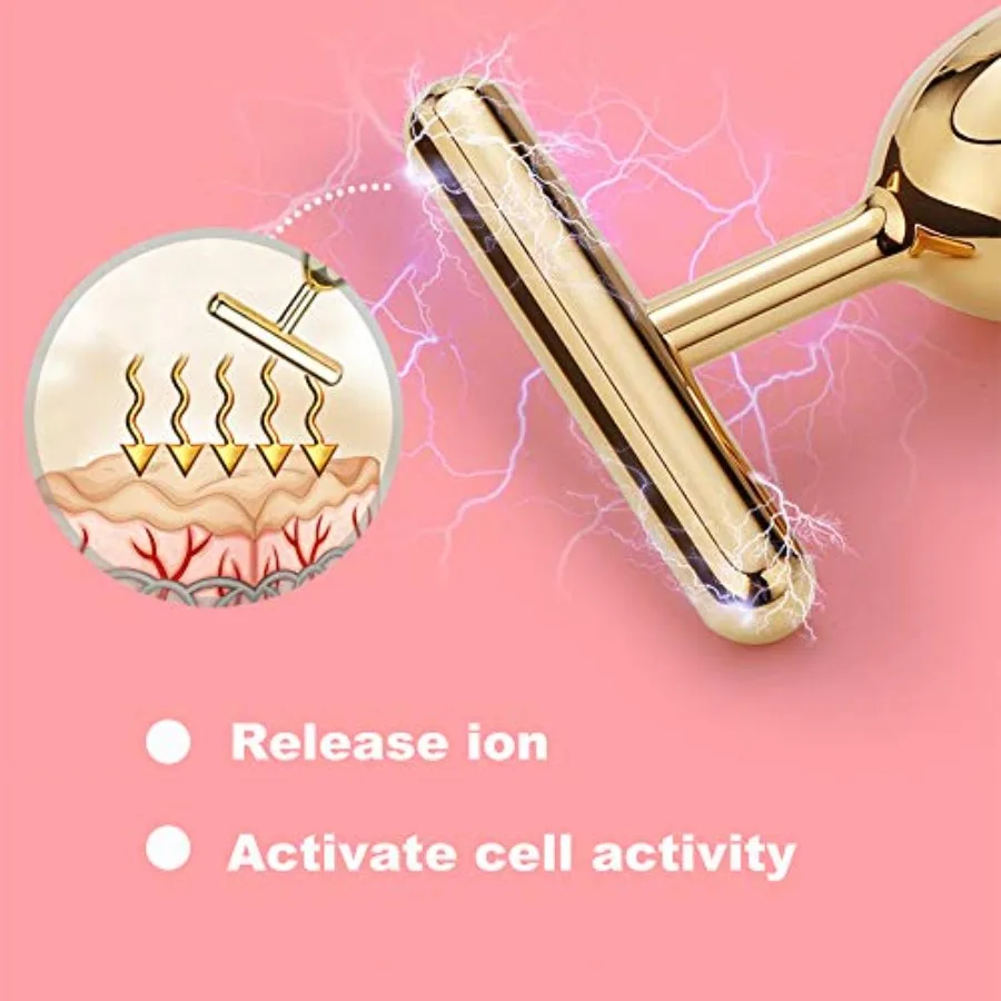 Yeamon 2 in 1 เครื่องนวดหน้า Golden Facial ไฟฟ้า 3D Roller และ T รูปร่างแขน Eye se นวด Skin Care TOOL