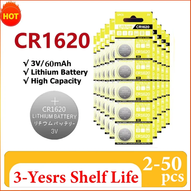 CR1620 battery CR1620 button battery watch calculator car remote control scale shaver DL1620 BR1620 lithium button battery 60mah