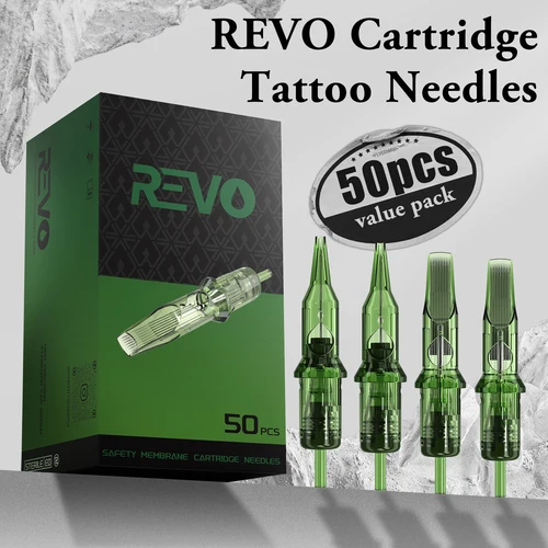 50 Uds. Kits de agujas de tatuaje de cartucho INKIN REVO mezclado RL MC RS M1 esterilizado desechable para máquina de tatuaje de cartucho