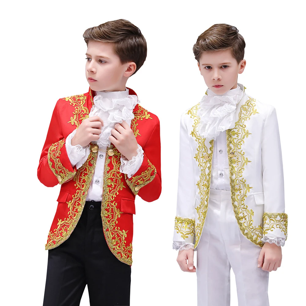 European Style Palace Boy Knight Prince Dress Chorus Costume Children Stage Charming Performance Clothing Set Kids Blazer Pants