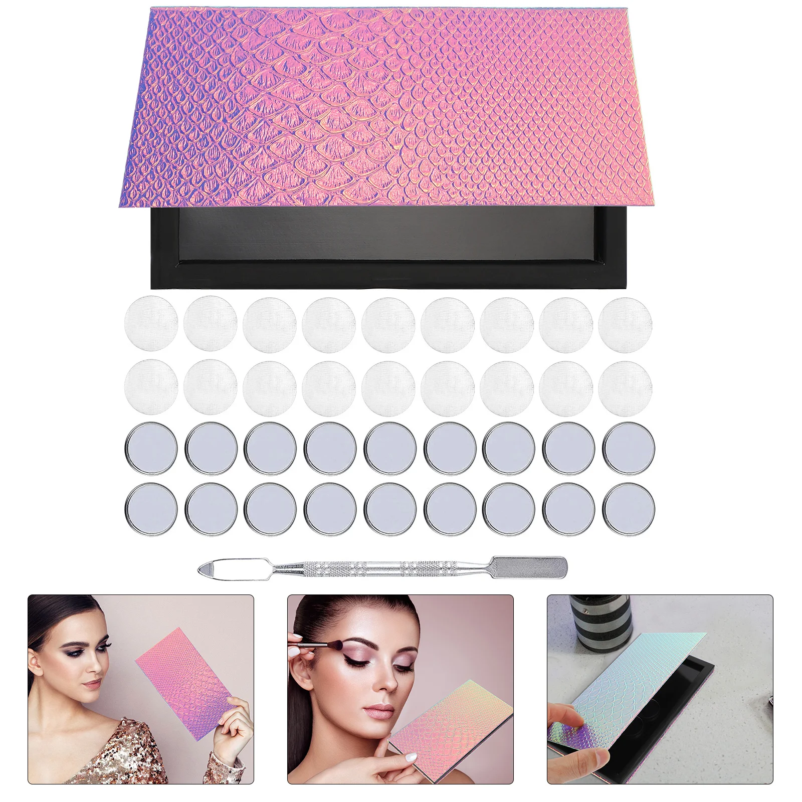 

Makeup Eye Shadow Box Magnetic Eyeshadow Case Container DIY Empty Board Glitter Frosted Fabric Travel