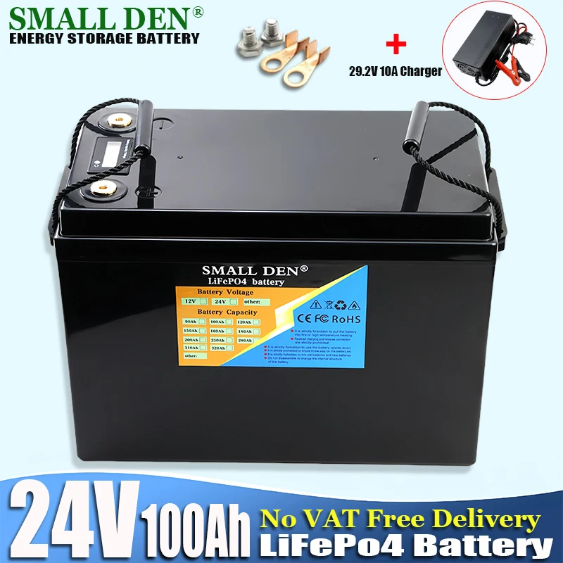 24V 100Ah Lifepo4 pacco batteria 2500W carrello elevatore motore di accumulo solare ad alta potenza per barca elettrica RV golf cart BMS + 29.2 v10a