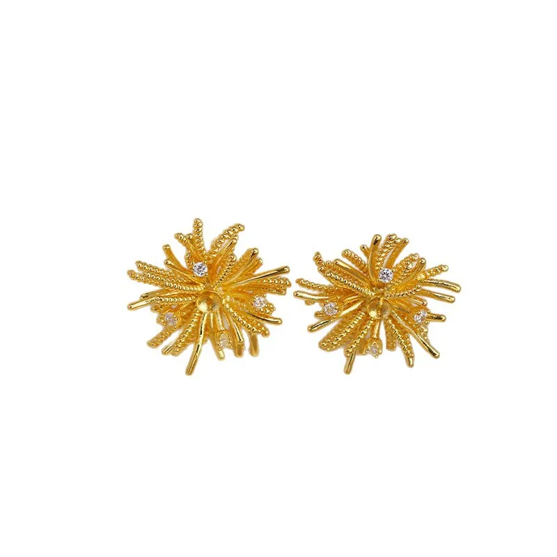 1Pair E201 Gold Plated Copper S925 Silver Needle Pearl Stud Earrings Findings Jewelry Making DIY Accessories
