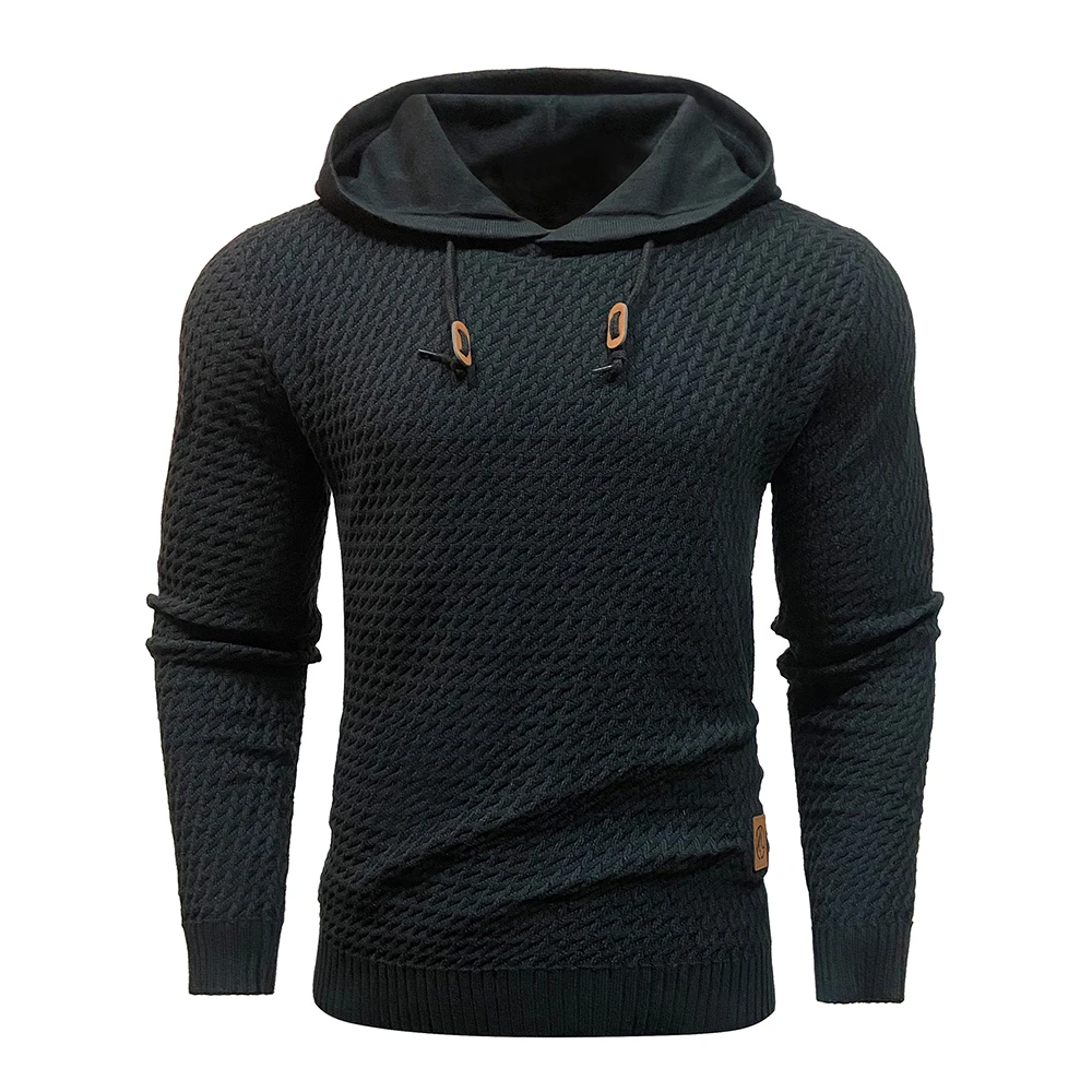

Men's Sweatshirt Spring Casual Hoodies Sweater Stylish Solid Black Long Sleeve Ribbed Knit Drawstring Tops US Size