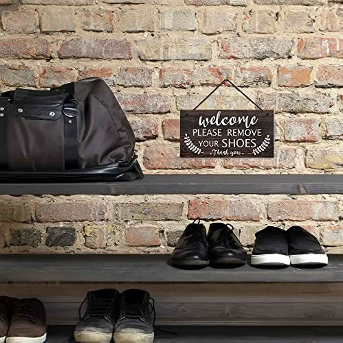 Wood Decor Please Remove Your Shoes Sign No Shoes Sign for Home Porch Hanging Plaque Welcome Please Remove Your Shoes