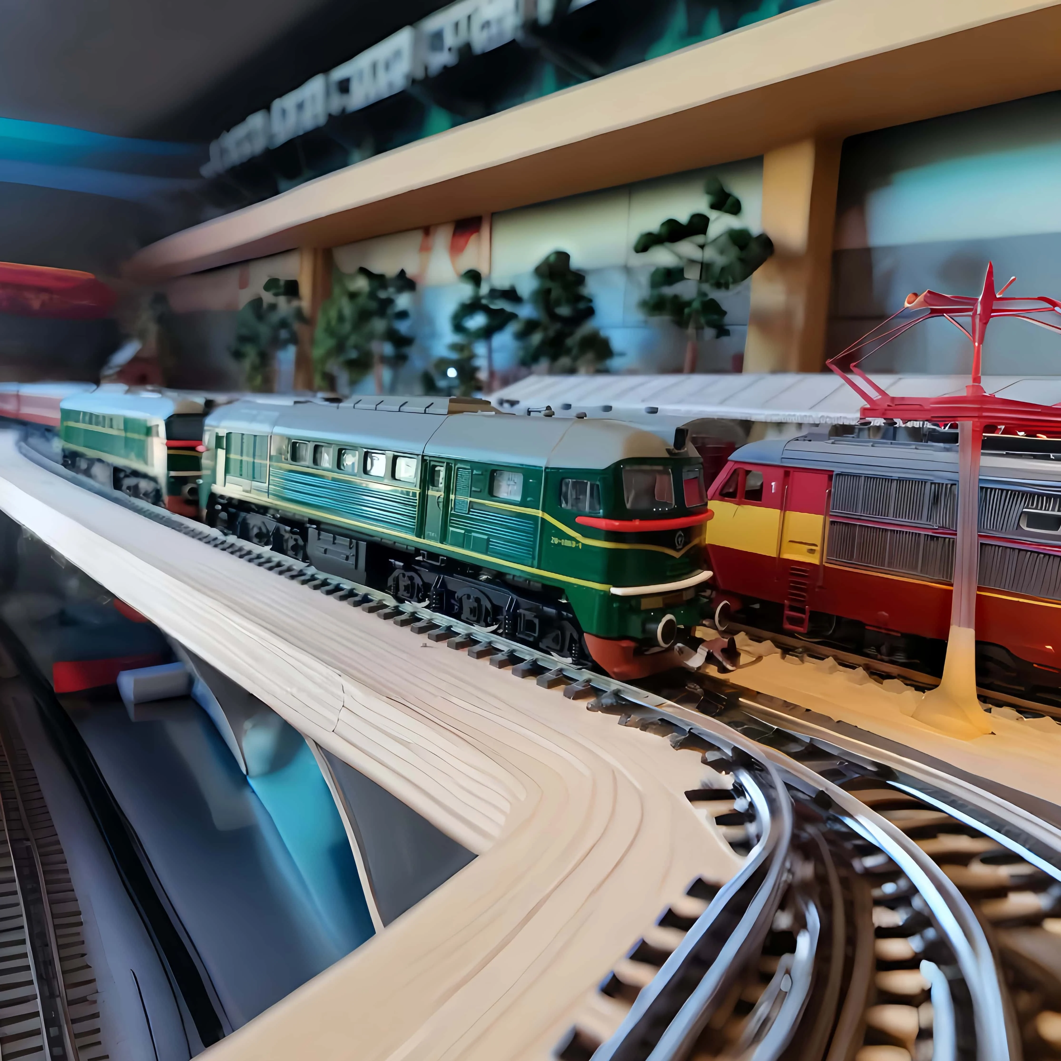 

HO Scale 1:87 Russian M62 Diesel and Chinese's Green Carriage Train Model With Power, Classics for Model Railway Hobbyists