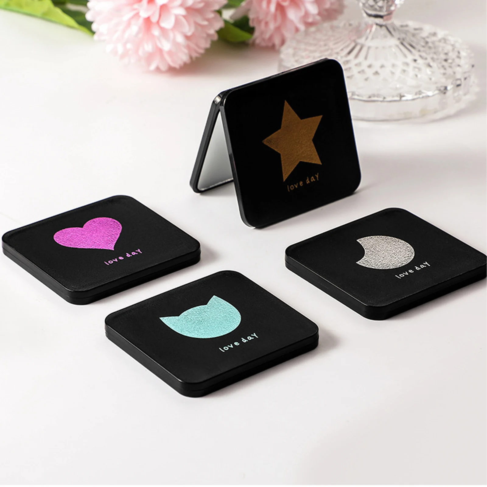 Mini Folding Cosmetic Mirror Female Double Sided Makeup Mirror Portable Travel Square Makeup Accessories Compact Pocket Mirror