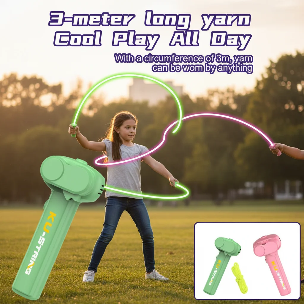 USB Charging Night Light Rope Launcher B Woolen Charging Model Toy for Kids Interactive Play Light-Up Rope Launcher