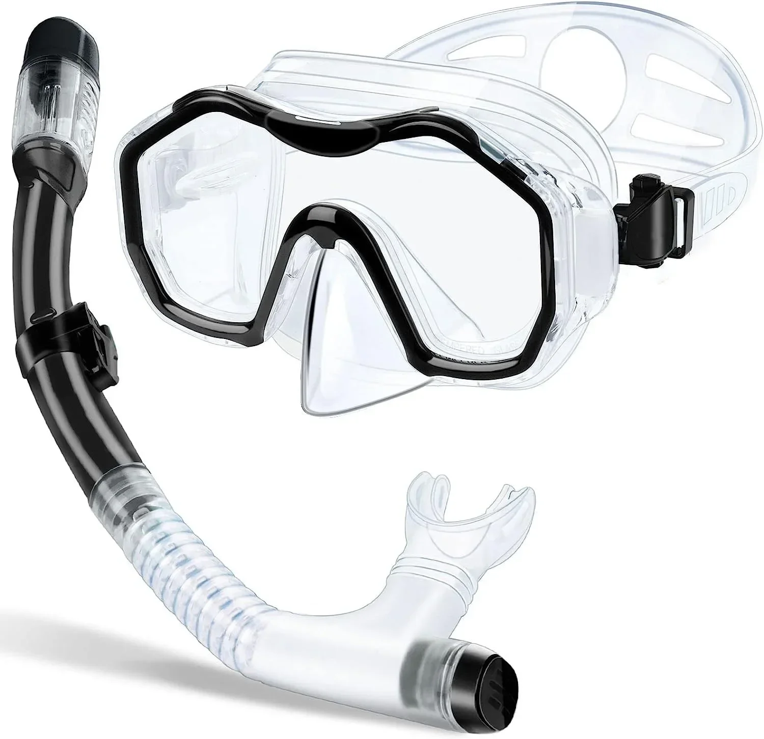 Adult snorkeling set Tempered glass diving goggles Full dry breathing tube Men's and women's anti-fog diving goggles equipment