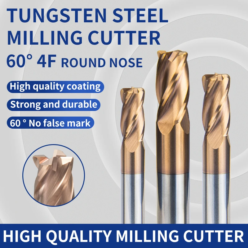 1pcs/5pcs/10pcs 4-edge HRC 60 D2*R0.5*D4*50L/D4*R0.5*D4*100L/D10*R3*D10*75L CNC machining machine tool tungsten steel alloy fill