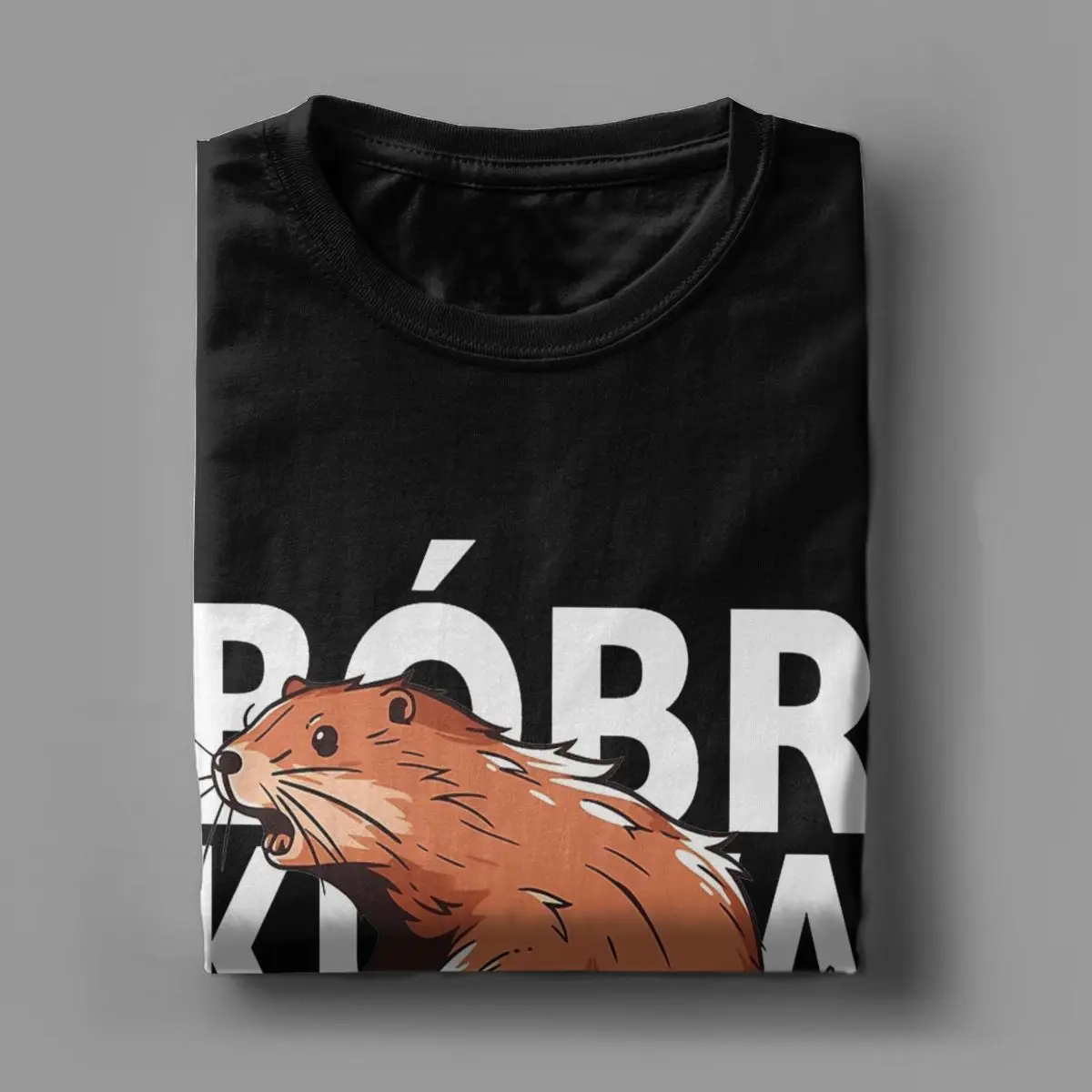 Funny Bobr Meme Funny Beaver T-Shirts for Men Crewneck Cotton T Shirts Kurwa Short Sleeve Tees Graphic Clothing