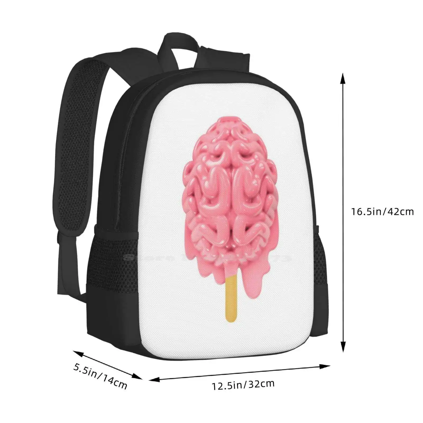 Popsicle Brain Melting Teen College Student Backpack Pattern Design Bags Idea Mind Imagination Human Brain Cerebellum Thought