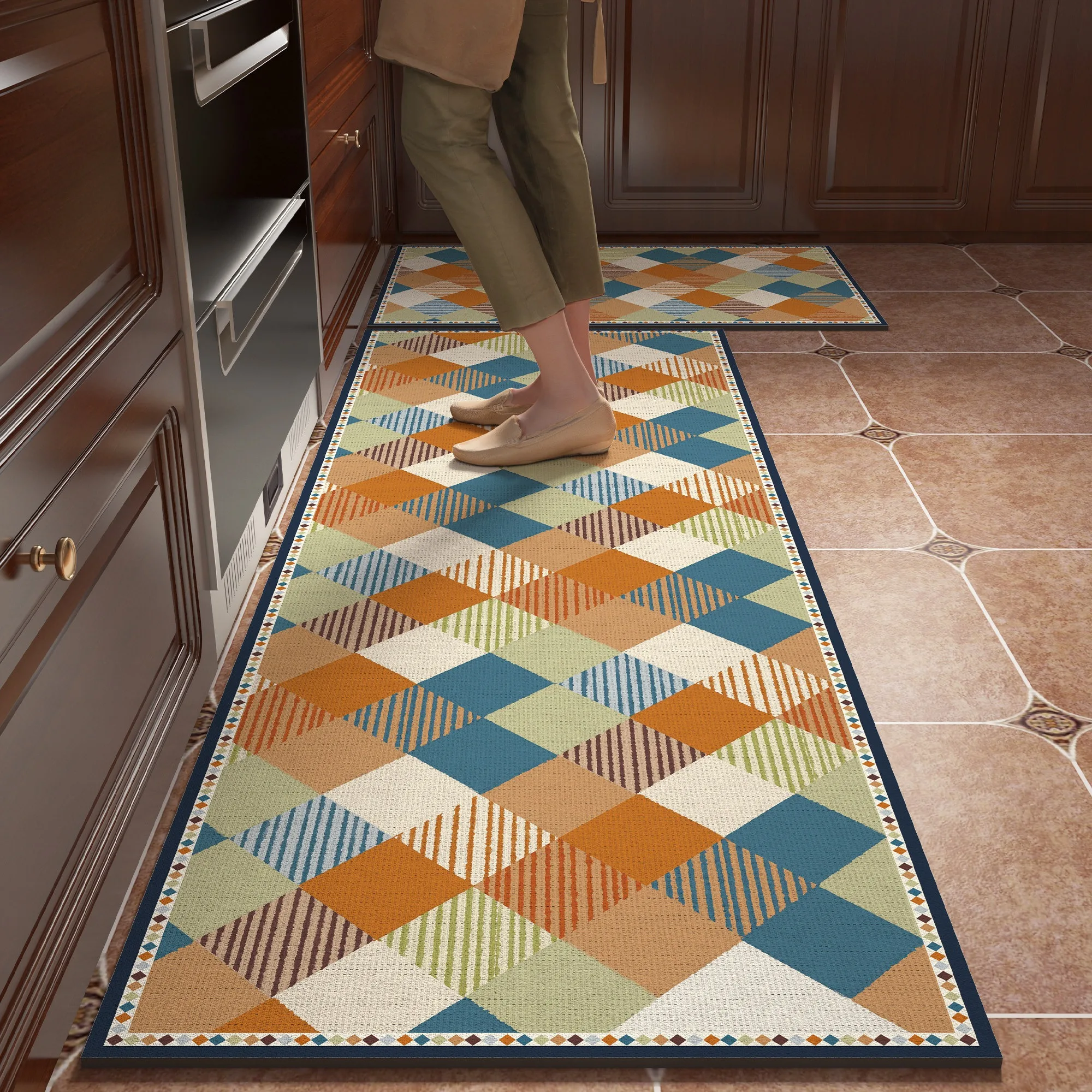 Kitchen Floor Mat PVC Leather Washable Non-slip Carpet Long Strip Runner Rugs Oil-proof Waterproof Mats Tapis Cuisine שטיח למטבח