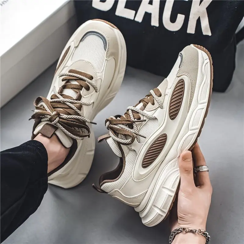 

Мужские повседневные кроссовки для бега на толстой платформе с сетчатым верхом, оригинальные предложения высокого качества, модная мужская спортивная обувь для спортзала