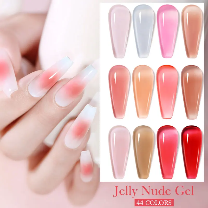 NailCo Jelly Gel Nail Polish Transparent Varnishes 44 Colors Red Pink Natural Transparent Nude Nails Art Soak Off UV LED Varnish