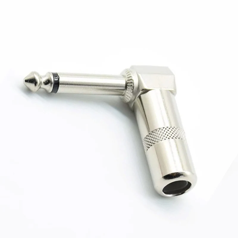 1pc 90 Degrees Audio Connector TRS Plug 6.35mm / 6.5mm 2 Pole Mono Amplifier Microphone Plug 6.35 / 6.5