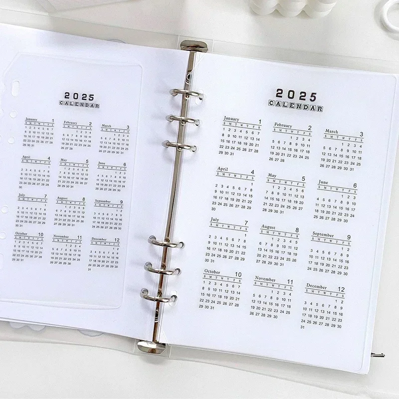 Fromthenon 2024 2025 Year Calendar Index Dividers Watercolor Refill A5 A6 6 Holes Leaf Spiral Notebook Diary School Stationery