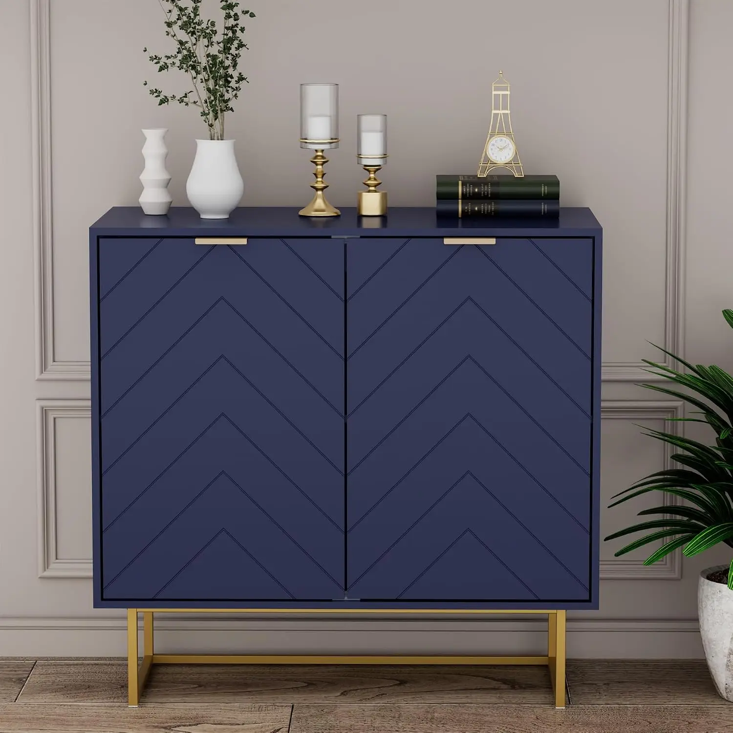 31'' Modern Sideboard Buffet with Storage for Living Room, Navy Blue | Accent Cabinet with Doors and Adjustable, Customized