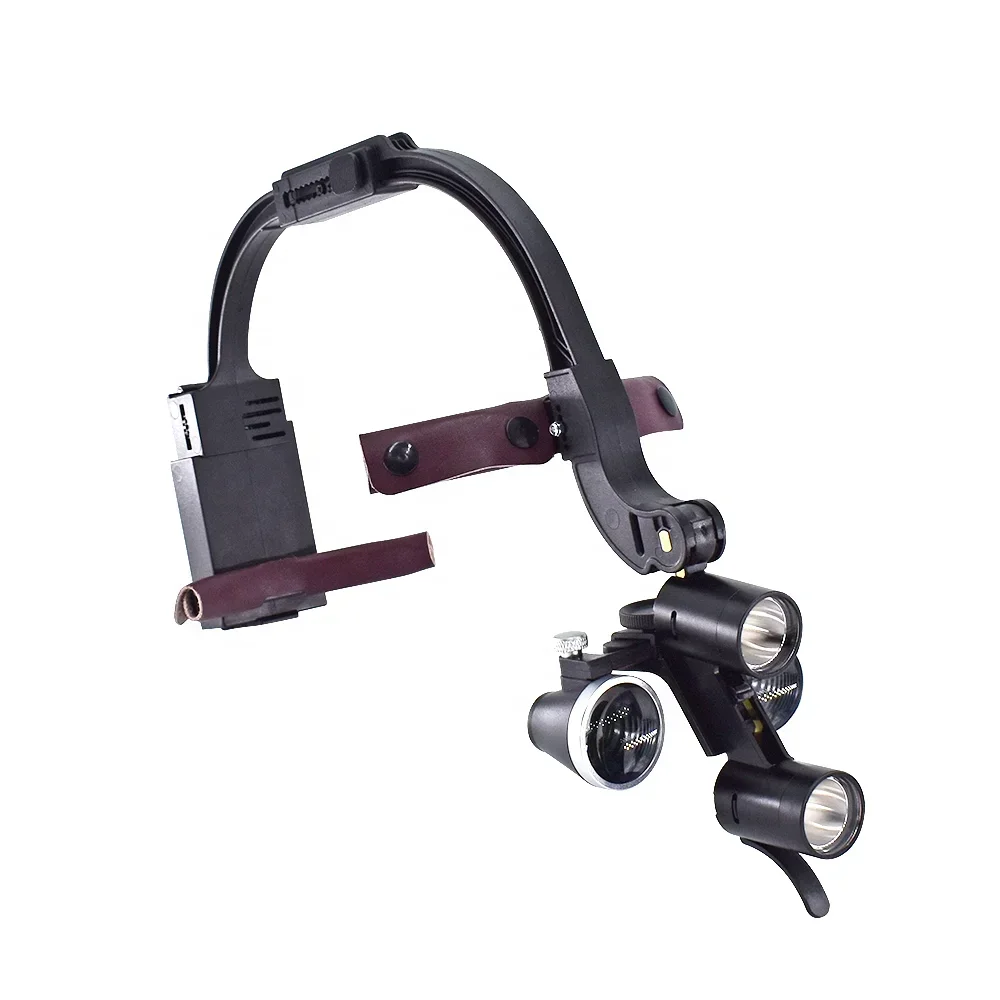 Dentalss LED Headlight Binocular Loupes 2.5X/3.5X Headband Ajustable 5W Dentist Surgical Headlamp Dentistry Magnifier