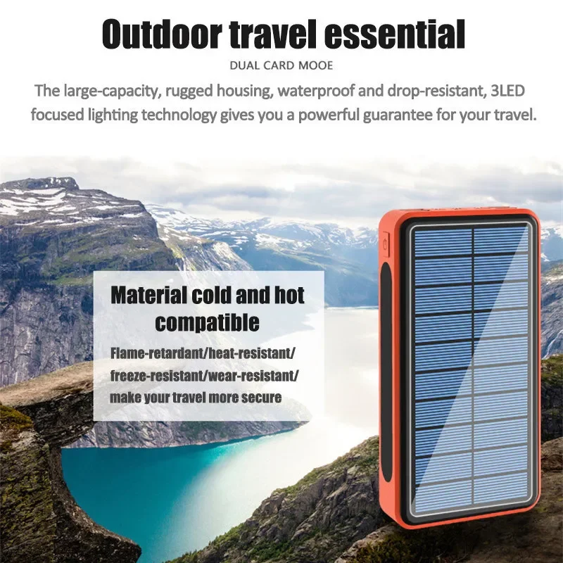 

Solar Wireless Power Bank 50000mAh Four USB Port Portable Induction Charger for iPhone 15 Samsung Xiaomi Fast Charging Powerbank