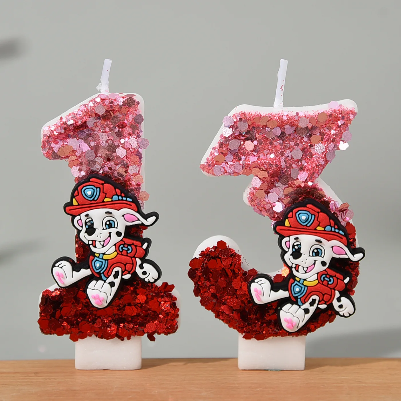 0-9 1 pièce Bougies numérotées 0-9 de l'Anime Pat'Patrouille, mignonnes, en forme de personnage de dessin animé 3D, pour décoration de gâteau d'anniversaire, cadeaux et fournitures
