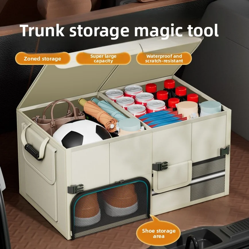 Multifunctional Foldable Storage Box for Home & Car Portable Car Trunk Organizer with Shoe Storage Opening Sundries Container