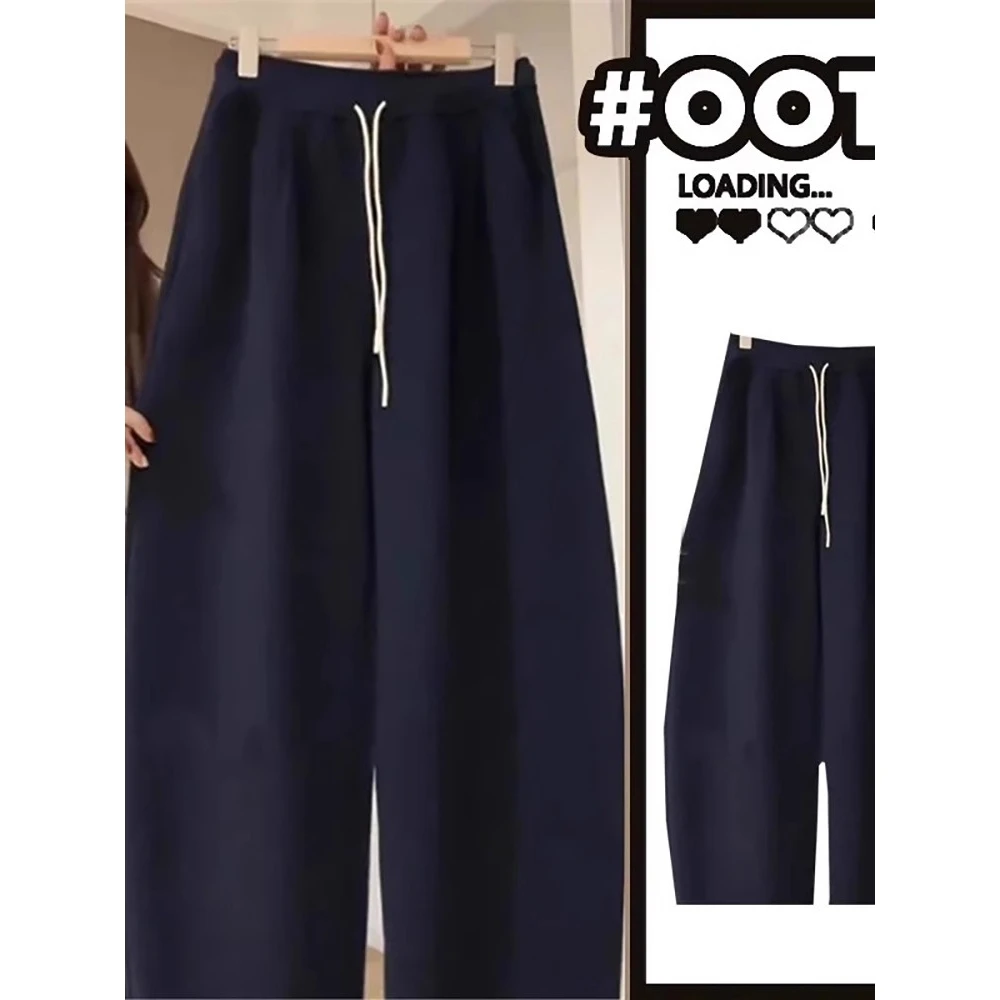 

Men's Autumn Winter plus Size Fce Lined Banana Pants Loose Casual Bla Wide Leg Pants Slimming Effect Daily Wear