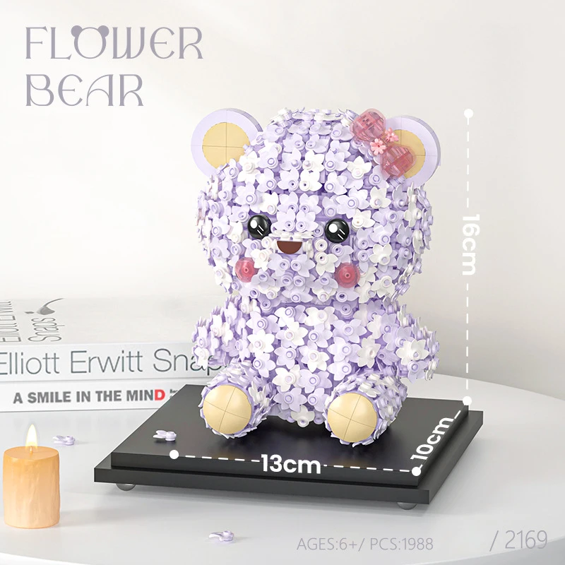 LOZ Garden Creative Flower Bear Mini Diamond Building Block Violet Construction Model Brick Toy Collection For Girls Gifts