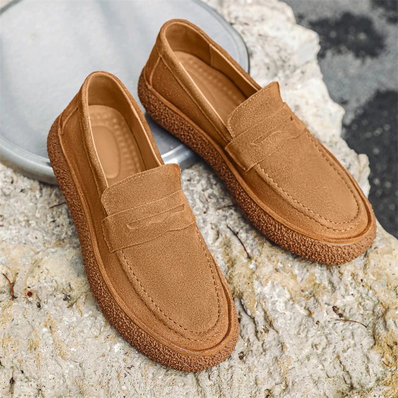 Men Penny Loafers Shoes Suede Leather Comfortable Dress Classic Wedding Fashion Casual Business Footwear Party Flats Size 38-44