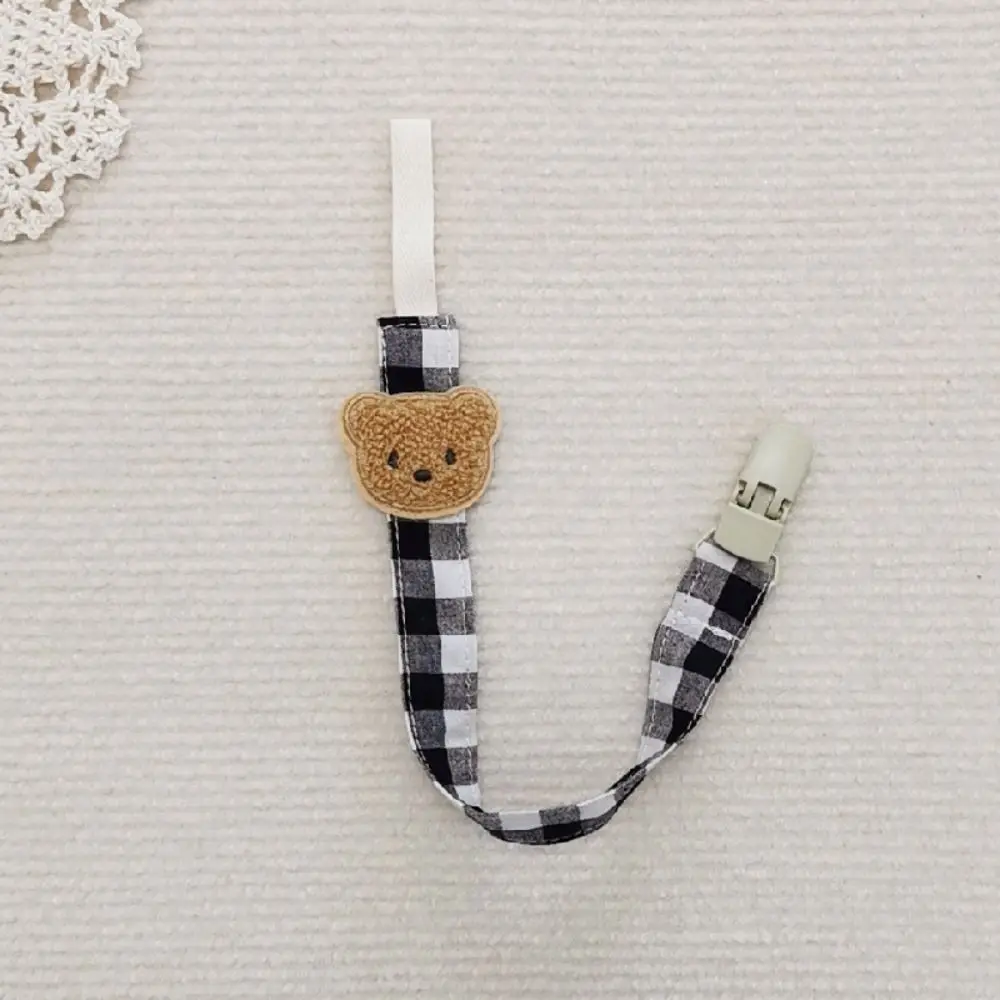

Embroidery Baby Cloth Pacifier Chain Bear Lattice Soother Holder Adjustable Teether Toys Straps Nipple Holder Clips Baby