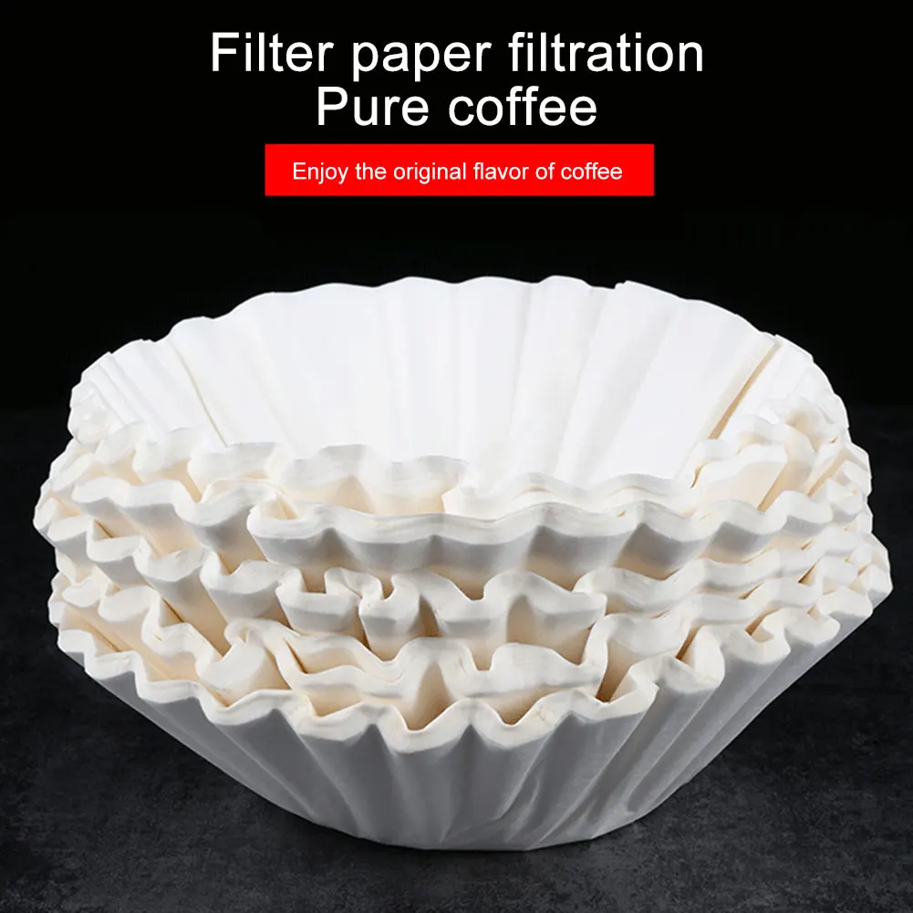 50/100Pcs Basket Coffee Filters Replacement White Coffee Paper Pod Disposable for 8-12 Cup Coffee Makers