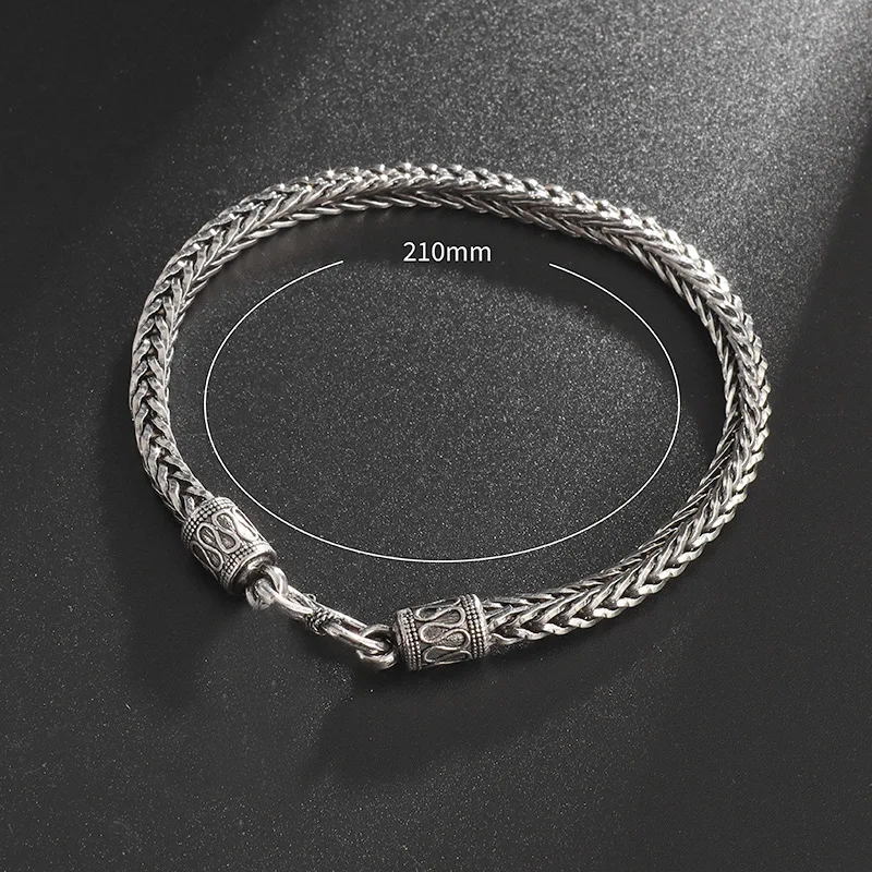 Pulsera de Metal de cuerda de hilo de cáñamo Retro para hombre, pulsera tejida gótica Punk de acero inoxidable, accesorios de motorista, regalo de joyería Unisex