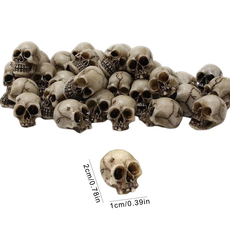 40Pcs Simulation Skull Model Toys Modern Mini Skull DIY Halloween Decoration Funny Model Toys Collection