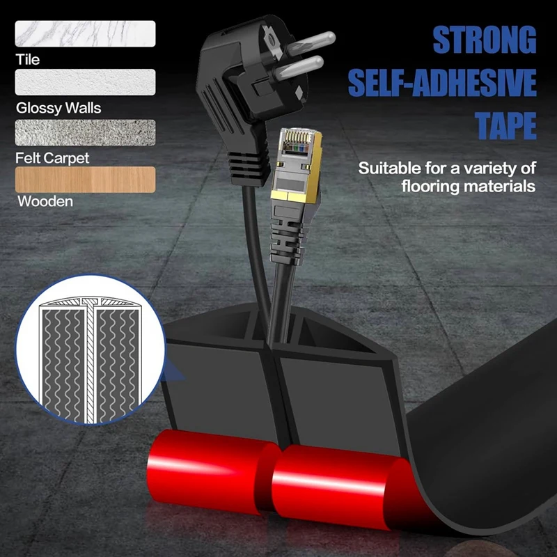 Promotion! Floor Cord Cover Cable Cavity Self Adhesive Cord Hider Floor 10FT Floor Cable Management Power Cord Protector