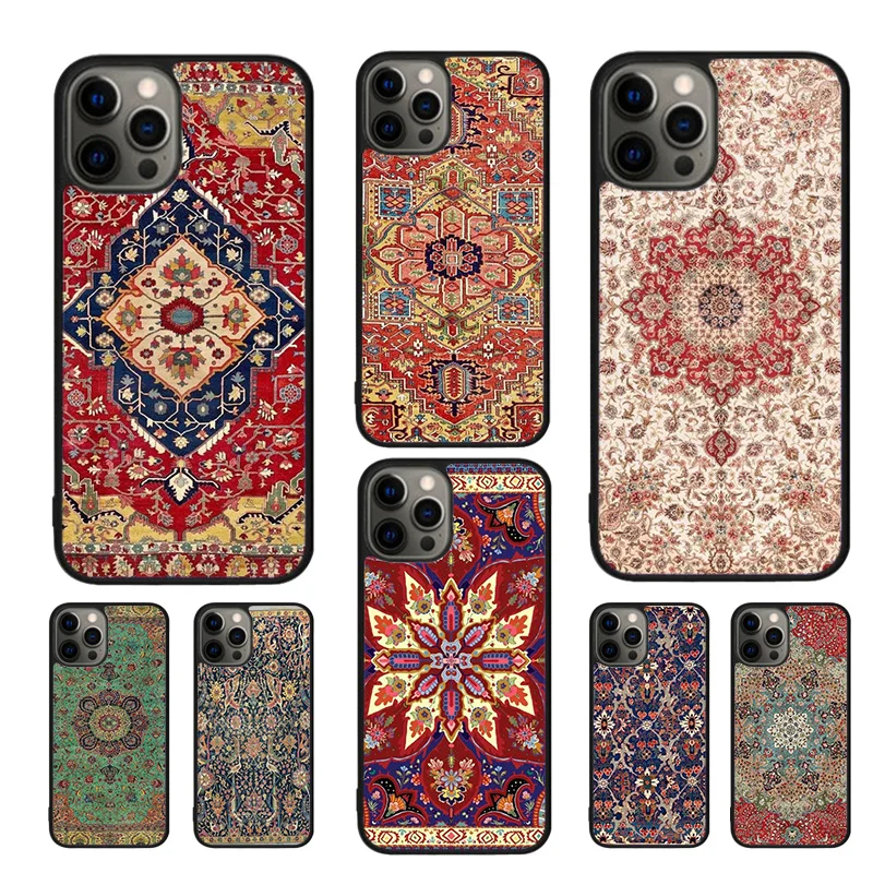 Persian Carpet Floral Pattern Phone Case For iPhone 16 15 14 11 12 13 mini Pro  XR XS MAX Plus coque Cover Shell