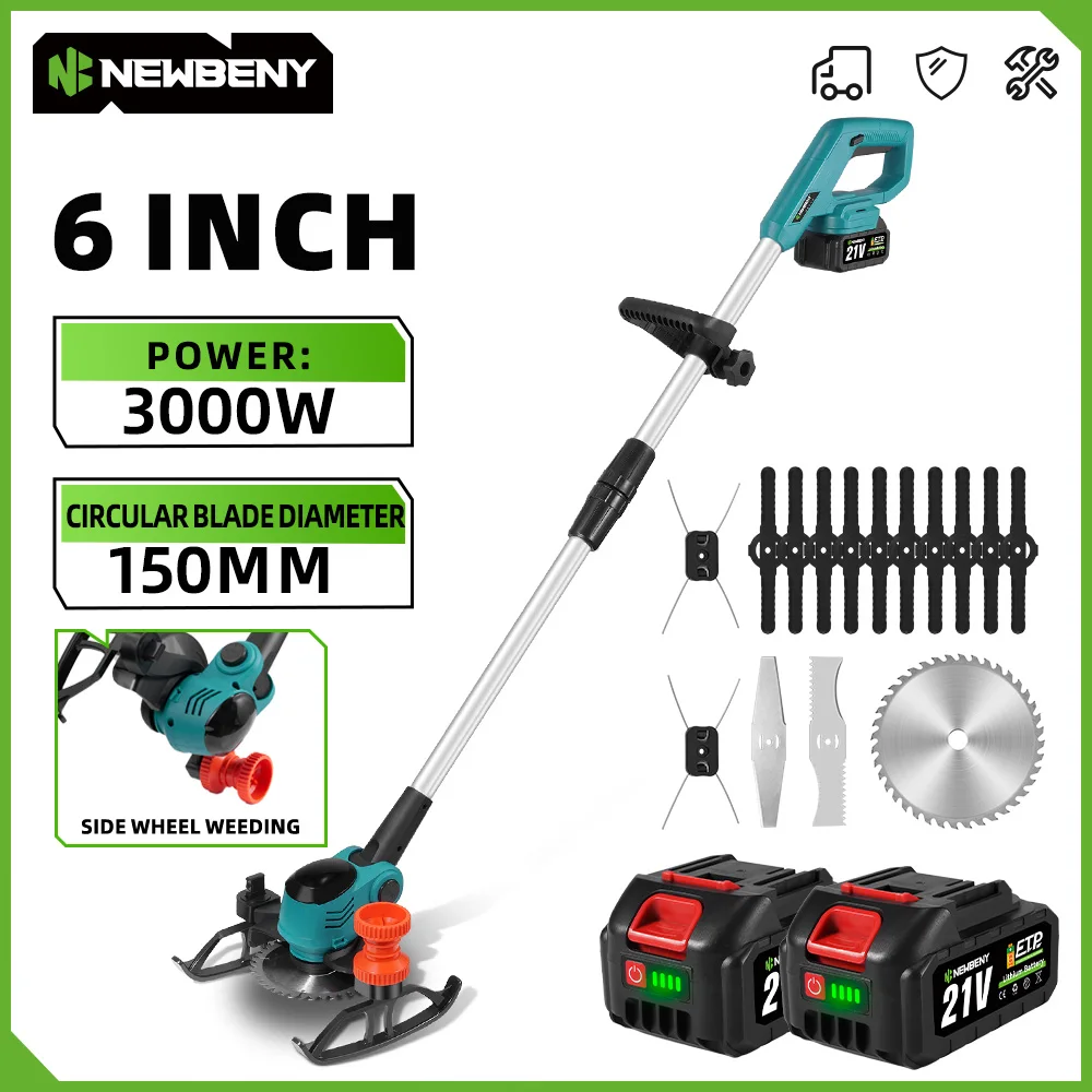 NEWBENY 6 inch Electric Lawn Mower Cordless Handheld Trimmer Efficient Garden Grass Weeding Power Tool For Makita 18V-21VBattery