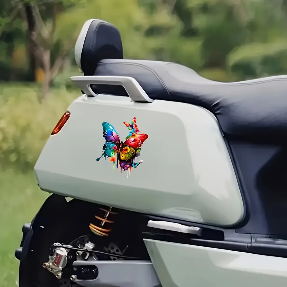 Vibrant Watercolor Butterfly Vinyl Decal Colorful Flower Car Sticker Suitable for Wall Notebook Computers Q07