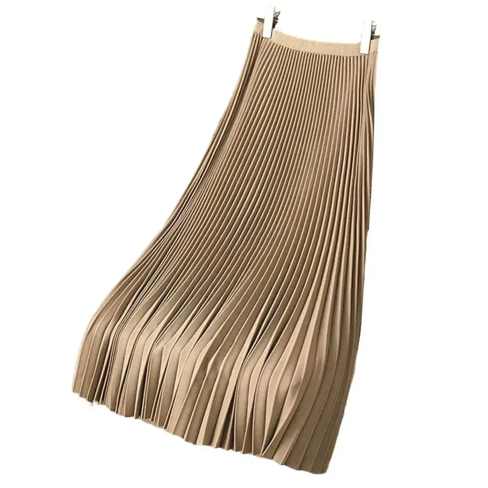 Midi-plooirok met hoge taille Faionable Lente Herfst f Body Rok Street Sle Sport Casual lange rok van polyester
