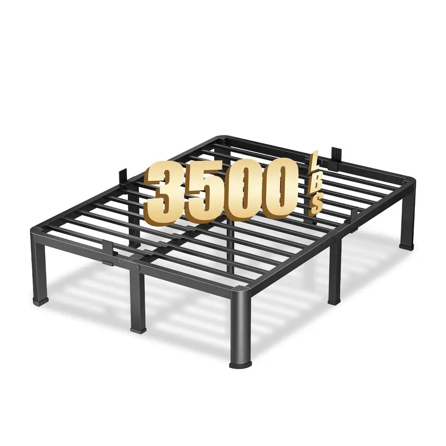 

Металлическая платформа-основание для кровати Inch Queen Heavy Duty, 3500 фунтов, с круглыми ножками и дизайном против скрипа, быстрая сборка, без пружинного блока