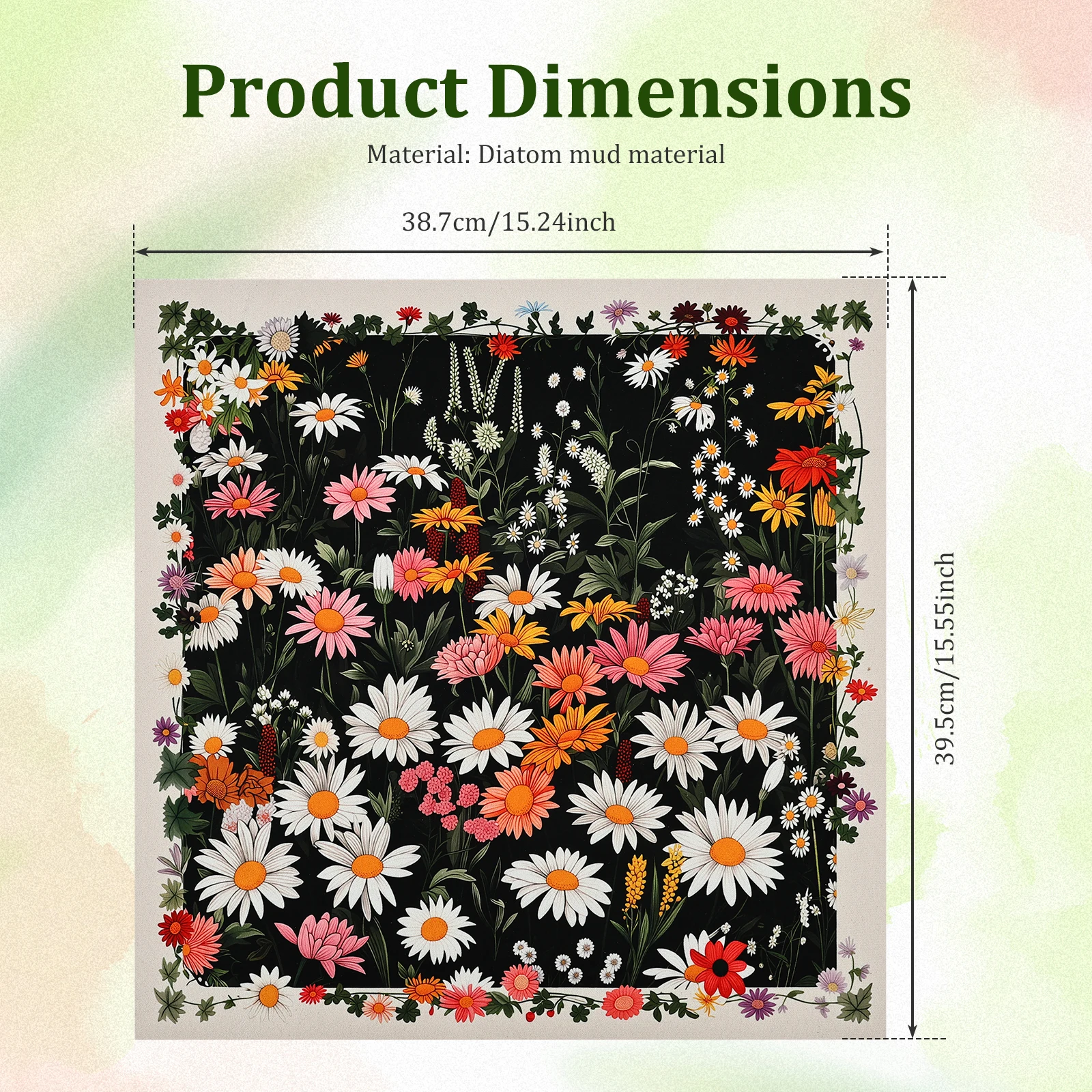 Retro Daisy Dish Drying Mat Diatomite Tableware Drying Pad Quick Dry Countertop Water Absorption Mark Hiding Kitchen Accessories